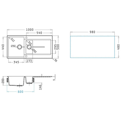 Chiuveta granit Pyramis ITHAKA 100x50cm - EpicHome