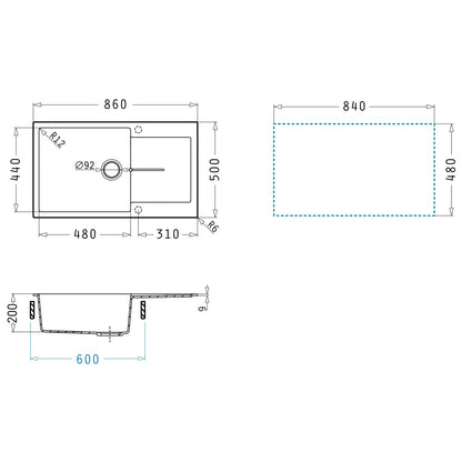 Chiuveta granit Pyramis ITHAKA PLUS 86x50cm - EpicHome