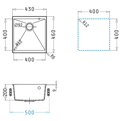 Chiuveta granit Pyramis ITHAKA Under Mount 40x40cm - EpicHome