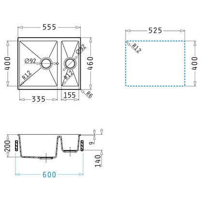 Chiuveta granit Pyramis ITHAKA Under Mount 55,5x46cm - EpicHome.ro
