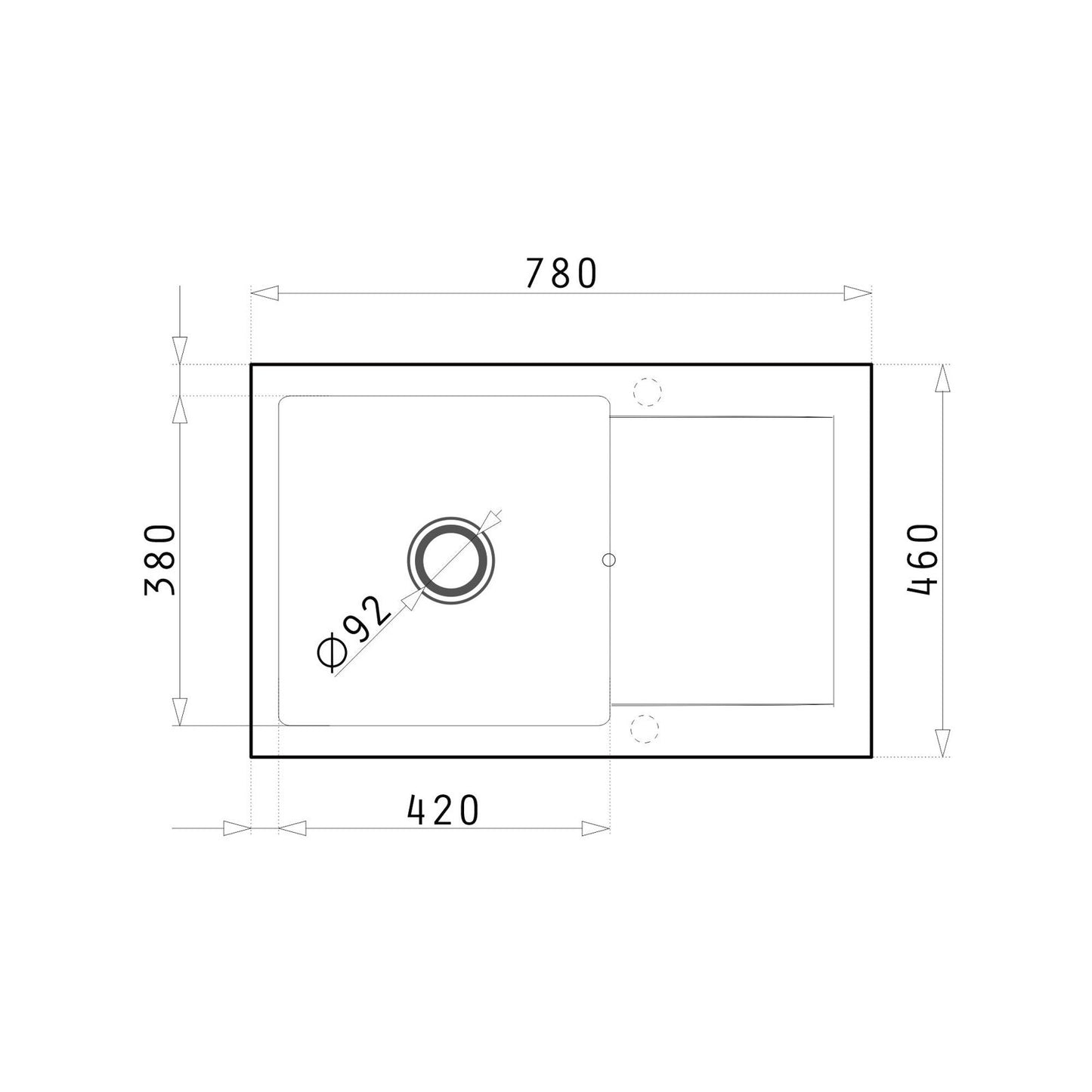Chiuveta granit Pyramis MIDO PLUS 78x46 1B 1D - EpicHome.ro