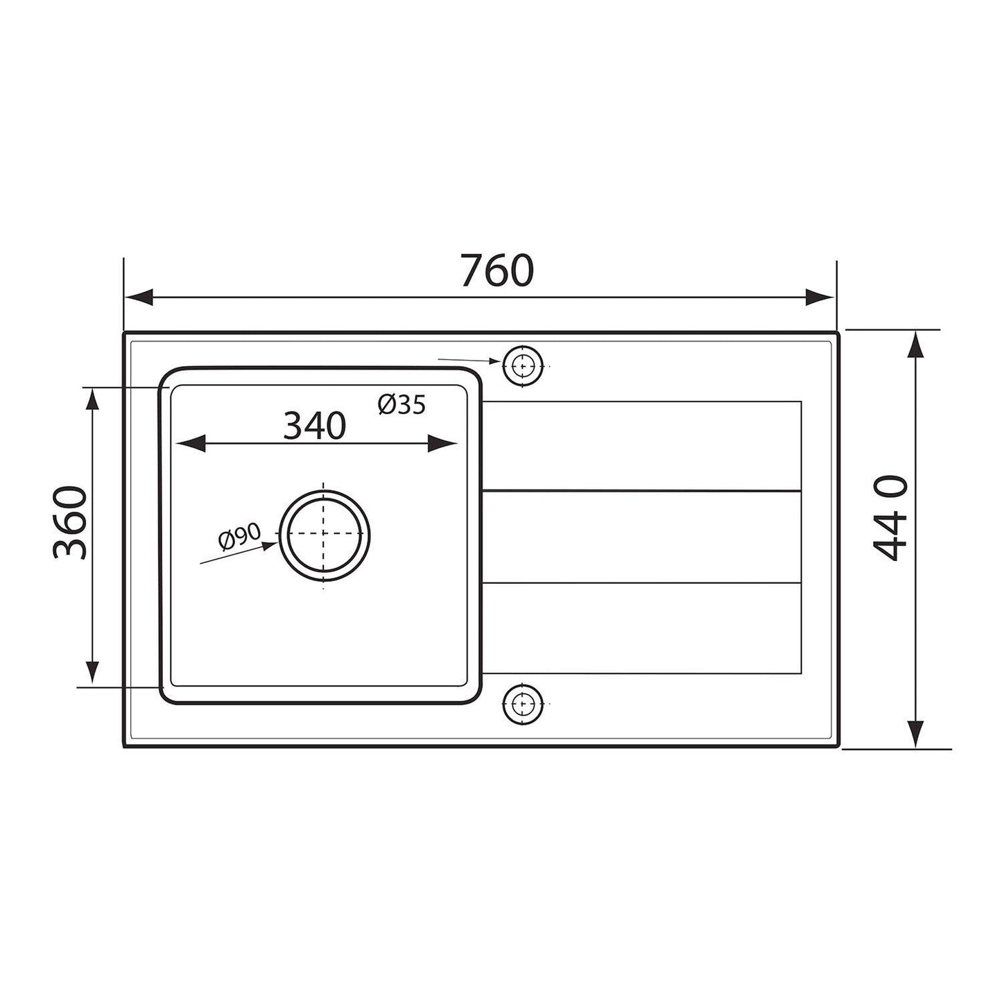 Chiuveta granit Pyramis SPARTA 76x44 1B 1D - EpicHome.ro