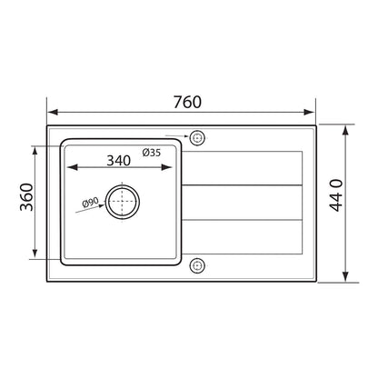 Chiuveta granit Pyramis SPARTA 76x44 1B 1D - EpicHome.ro