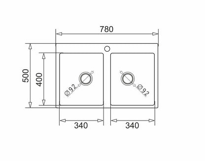 Chiuveta granit Pyramis SPARTA 78x50 2B - EpicHome.ro