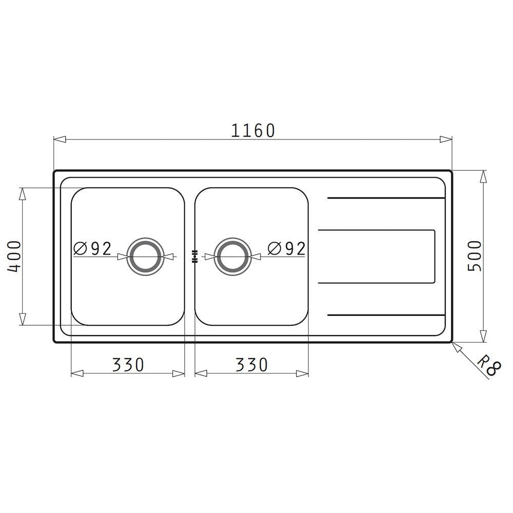 Chiuveta inox Pyramis ALEA 116x50 2B 1D - EpicHome.ro