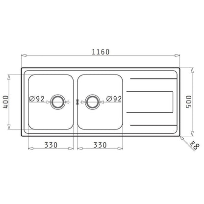 Chiuveta inox Pyramis ALEA 116x50 2B 1D - EpicHome.ro