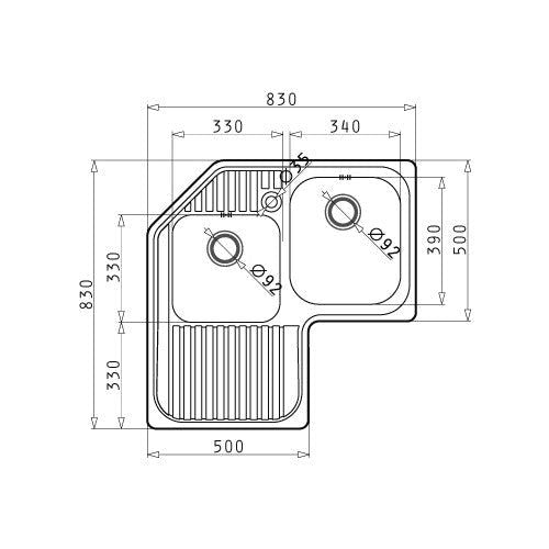 Chiuveta inox Pyramis CELESTE 83x83 2B 1D - EpicHome.ro