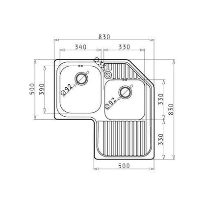 Chiuveta inox Pyramis CELESTE 83x83 2B 1D - EpicHome.ro