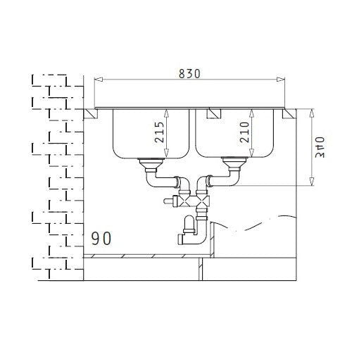 Chiuveta inox Pyramis CELESTE 83x83 2B 1D - EpicHome.ro