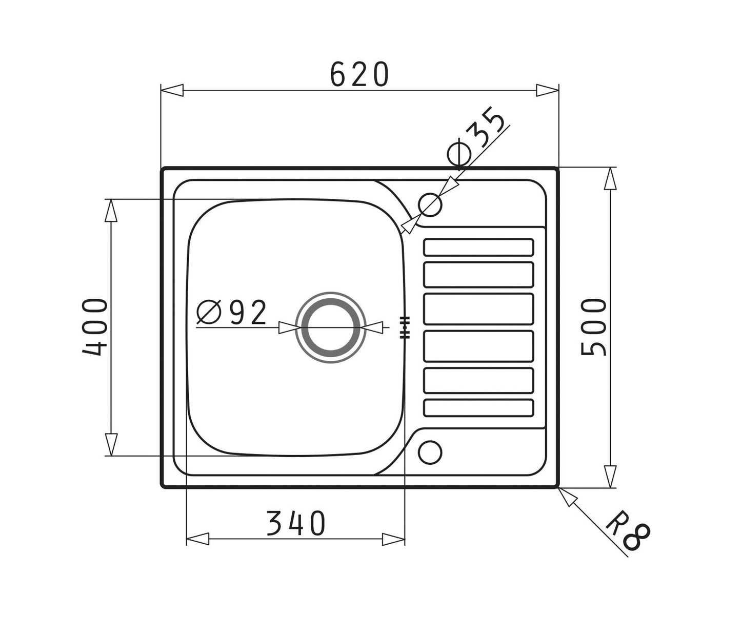 Chiuveta inox Pyramis FEDRA 62x50 1B 1D - EpicHome.ro
