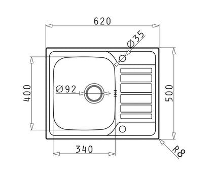 Chiuveta inox Pyramis FEDRA 62x50 1B 1D - EpicHome.ro