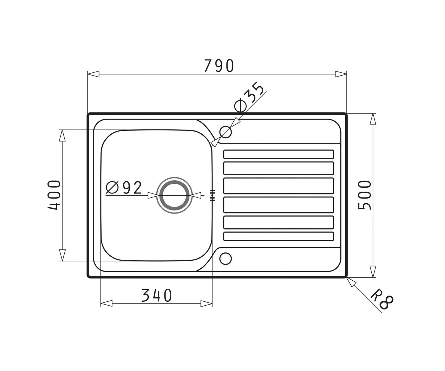 Chiuveta inox Pyramis FEDRA 79x50 1B 1D - EpicHome.ro