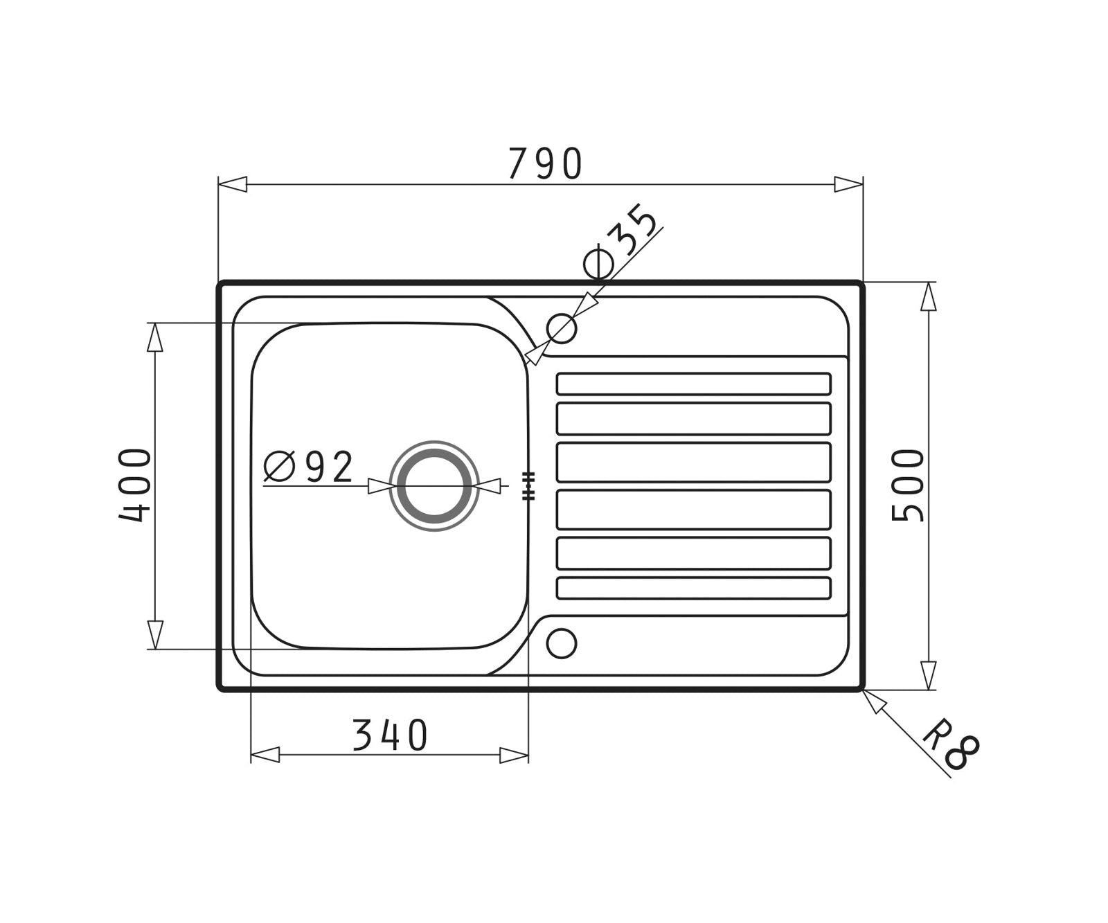 Chiuveta inox Pyramis FEDRA 79x50 1B 1D - EpicHome.ro