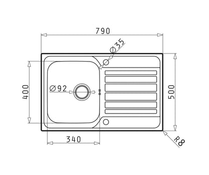 Chiuveta inox Pyramis FEDRA 79x50 1B 1D - EpicHome.ro