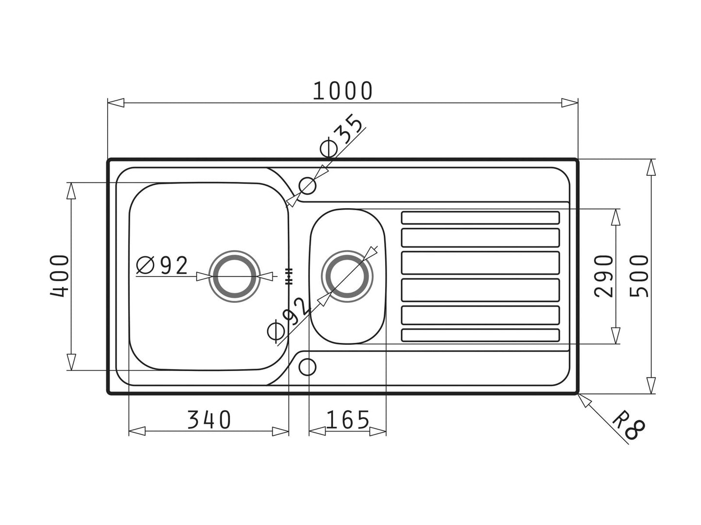 Chiuveta inox Pyramis FEDRA EXTRA 100x50cm - EpicHome.ro