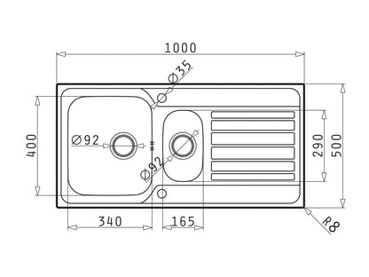 Chiuveta inox Pyramis FEDRA EXTRA 100x50cm - EpicHome.ro
