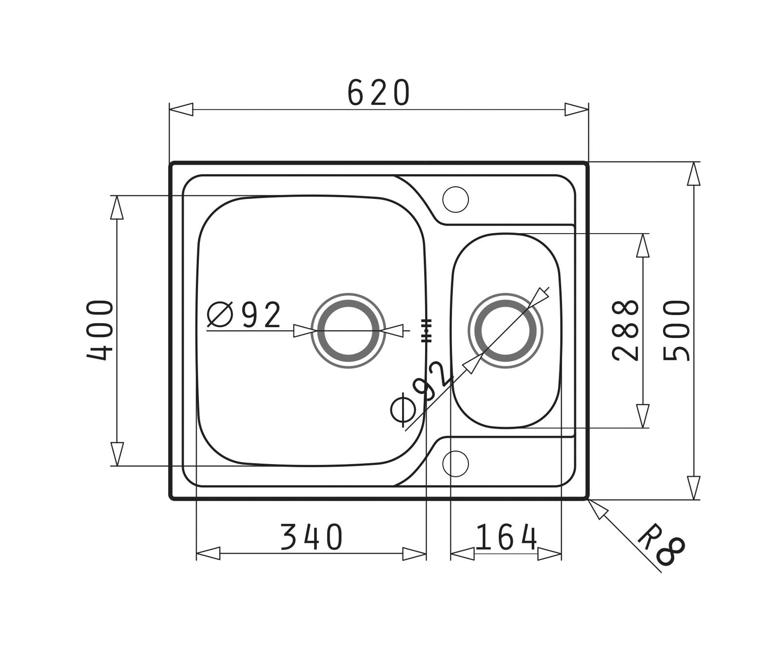 Chiuveta inox Pyramis FEDRA EXTRA 62x50cm - EpicHome.ro