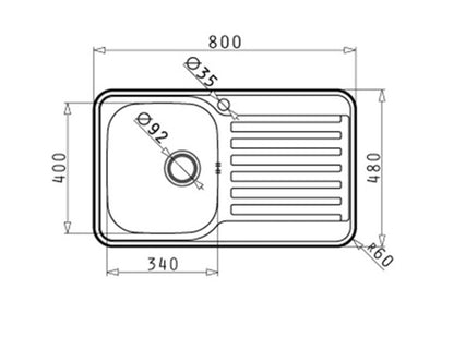 Chiuveta inox Pyramis SPACE MINI 80x48 1B 1D - EpicHome.ro