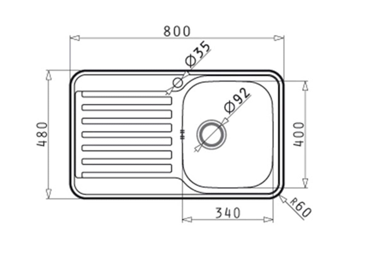 Chiuveta inox Pyramis SPACE MINI 80x48 1B 1D - EpicHome.ro