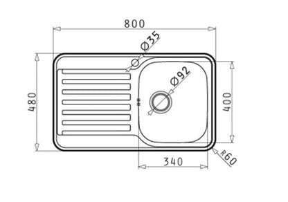 Chiuveta inox Pyramis SPACE MINI 80x48 1B 1D - EpicHome.ro