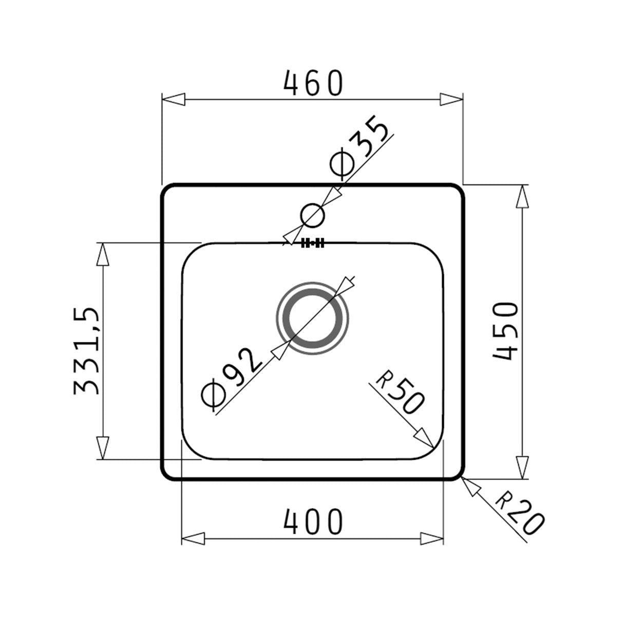 Chiuveta inox Pyramis ZERIA 46x45 1B - EpicHome.ro