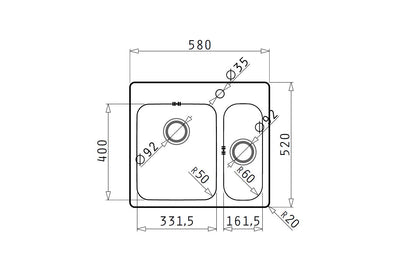 Chiuveta inox Pyramis ZERIA 58x52cm - EpicHome.ro