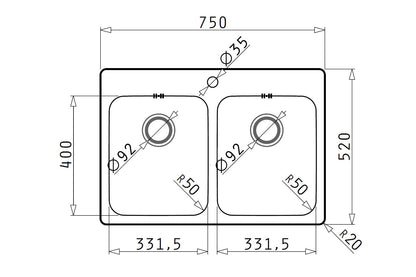 Chiuveta inox Pyramis ZERIA 75x52 2B - EpicHome.ro