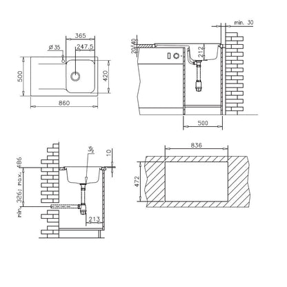 Chiuveta soft compozit Pyramis LEVEL 86x50cm cuva dreapta - EpicHome.ro