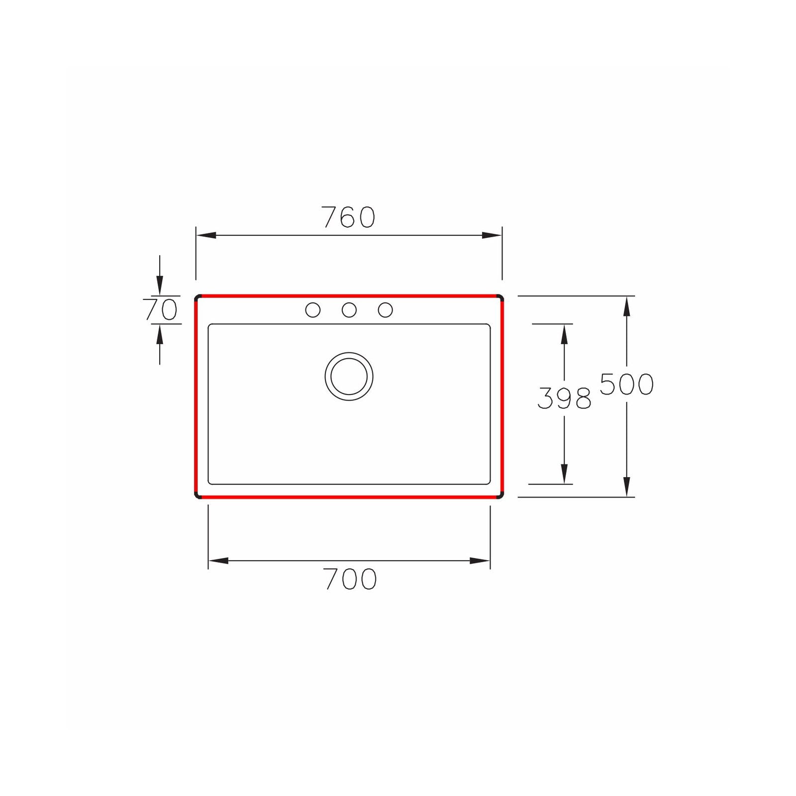 Chiuveta soft compozit Pyramis SQUARE 76x50cm - EpicHome.ro