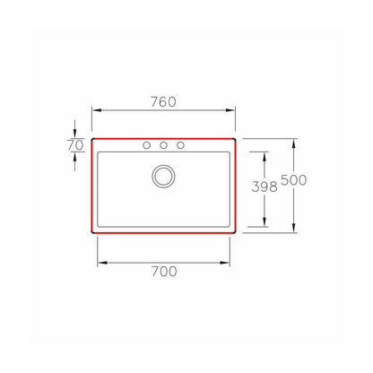 Chiuveta soft compozit Pyramis SQUARE 76x50cm - EpicHome.ro