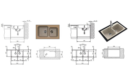 Chiuveta soft compozit Pyramis TWIN Durothek 83x50cm - EpicHome.ro