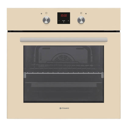 Cuptor electric Pyramis 60IN 2011 Beige Glass PP, 9 functii, clasa A, 69 litri, Rotisor, Soft Close, butoane retractabile - EpicHome.ro