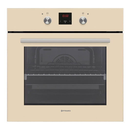 Cuptor electric Pyramis 60IN 2011 Beige Glass PP, 9 functii, clasa A, 69 litri, Rotisor, Soft Close, butoane retractabile - EpicHome.ro