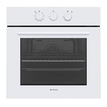 Cuptor electric Pyramis 60IN 4001 White Glass, 8 functii, clasa A, 69 litri, timer mecanic, butoane rotative - EpicHome.ro