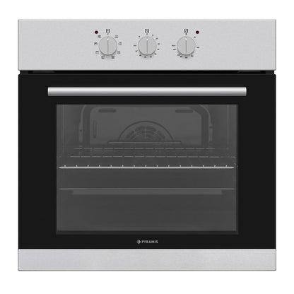 Cuptor electric Pyramis 60IN 6001 Inox & Black Glass, 8 functii, clasa A, 69 litri, timer mecanic, butoane rotative - EpicHome.ro