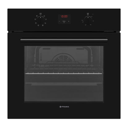 Cuptor electric Pyramis 60IN 80102 Full Black Glass, 8 functii, clasa A, 69 litri, timer electronic, butoane rotative - EpicHome.ro
