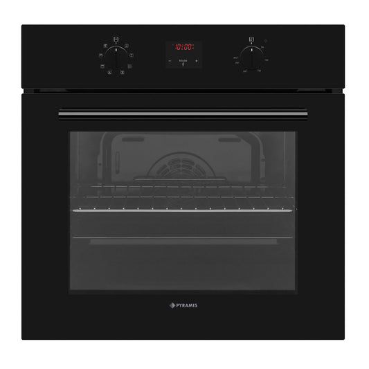 Cuptor electric Pyramis 60IN 80102 Full Black Glass, 8 functii, clasa A, 69 litri, timer electronic, butoane rotative - EpicHome.ro