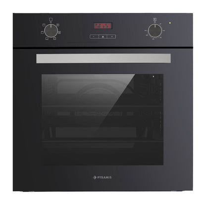 Cuptor electric Pyramis 60IN 8060 Black Glass, 6 functii, clasa A, 64 litri, timer electronic, butoane rotative - EpicHome.ro