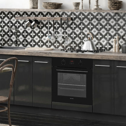 Cuptor electric Pyramis 60IN 8061 Full Black Glass, 8 functii, clasa A, 64 litri, Rotisor, Soft Close, butoane retractabile - EpicHome.ro