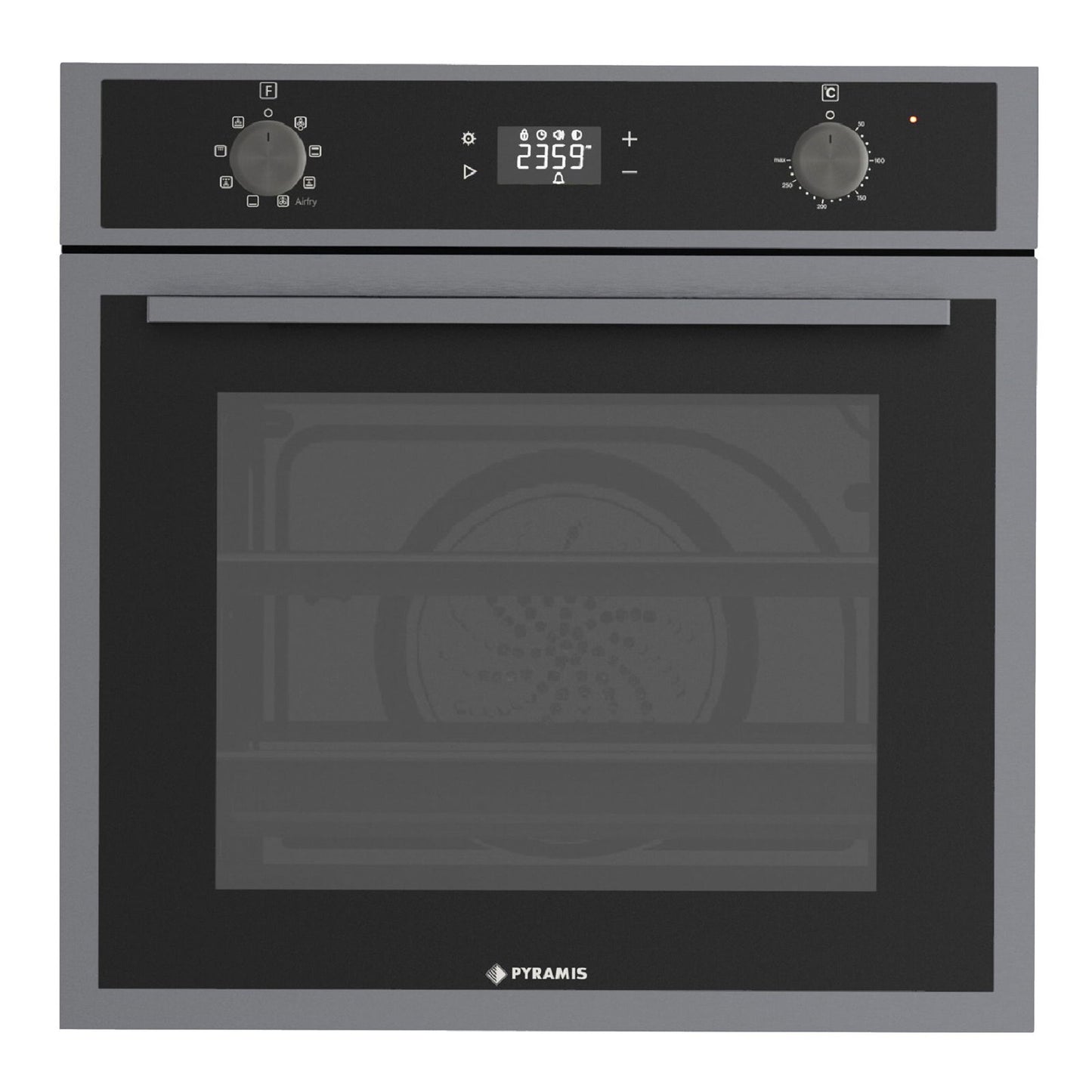 Cuptor electric Pyramis 60IN 8080 PVD, 8 functii, clasa A, 64 litri, AirFry, Rotisor, SelfClean+, Soft Close, butoane retractabile - EpicHome.ro