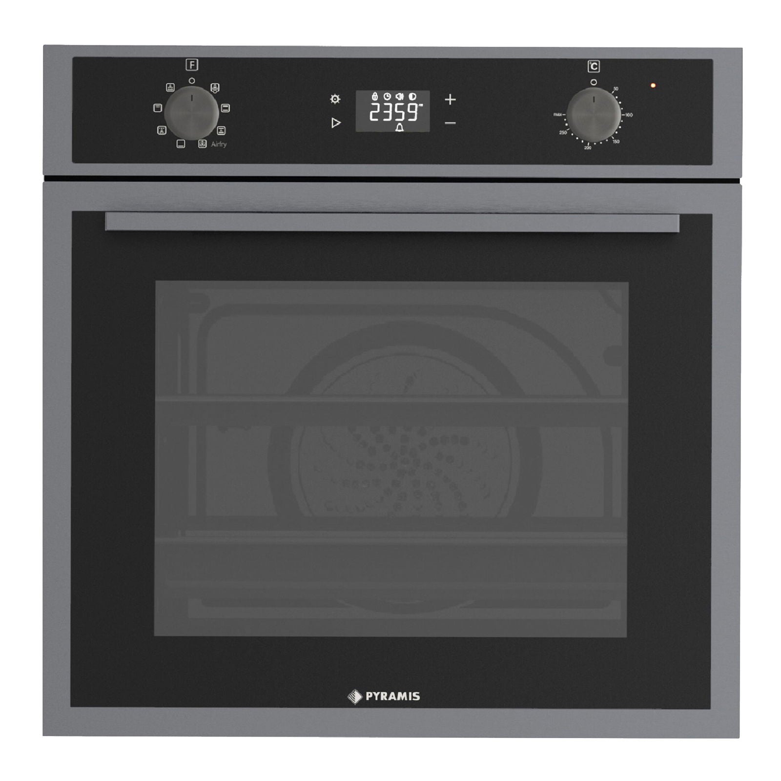 Cuptor electric Pyramis 60IN 8080 PVD, 8 functii, clasa A, 64 litri, AirFry, Rotisor, SelfClean+, Soft Close, butoane retractabile - EpicHome.ro