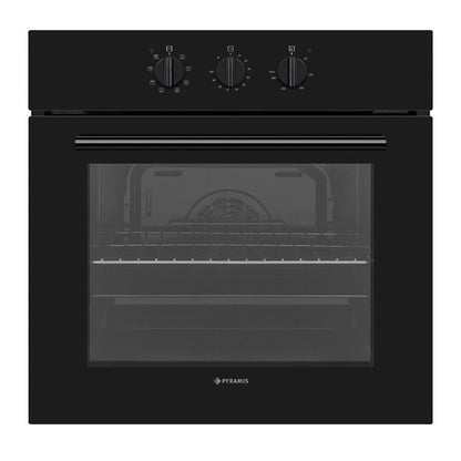Cuptor electric Pyramis 60IN 9001 Black Glass, 8 functii, clasa A, 69 litri, timer mecanic, butoane rotative - EpicHome.ro