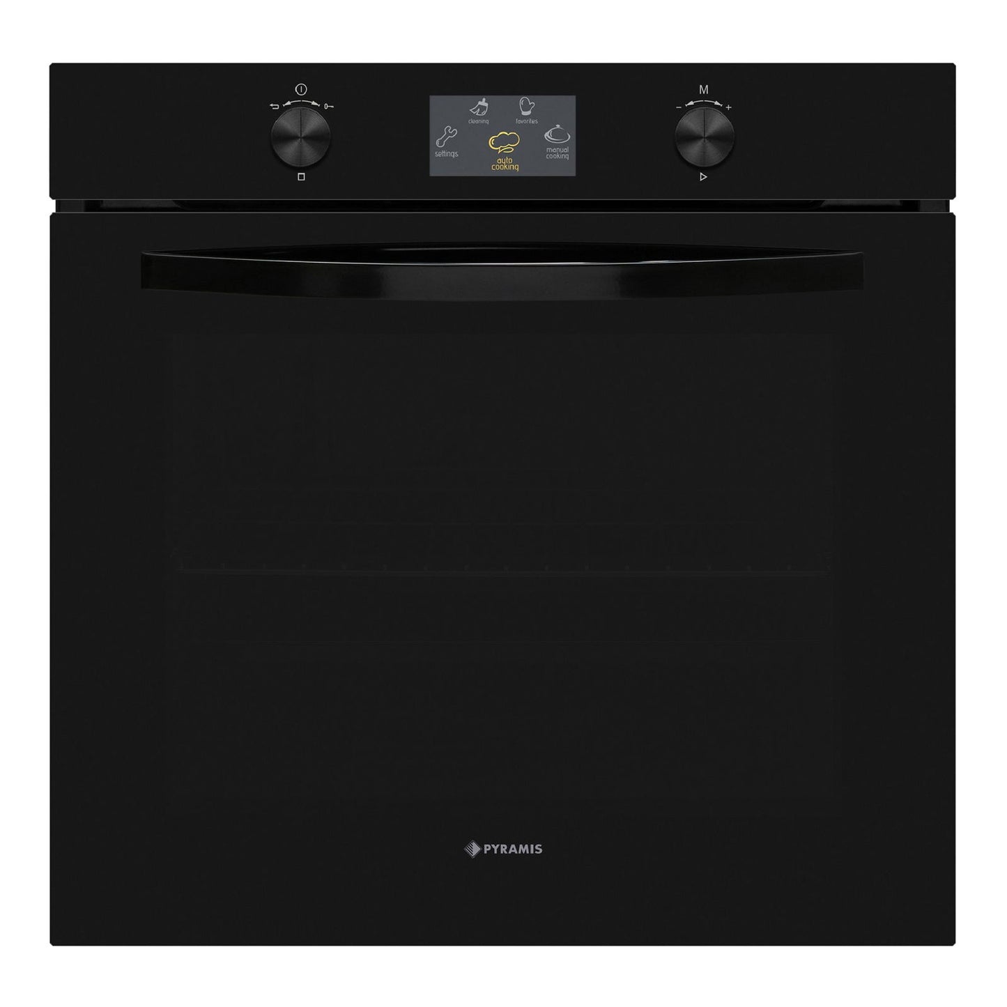 Cuptor electric Pyramis 6OIN BO112V Full Black Glass, 9 functii, moduri automate de gatit, clasa A, 78 litri, Touch control - EpicHome.ro