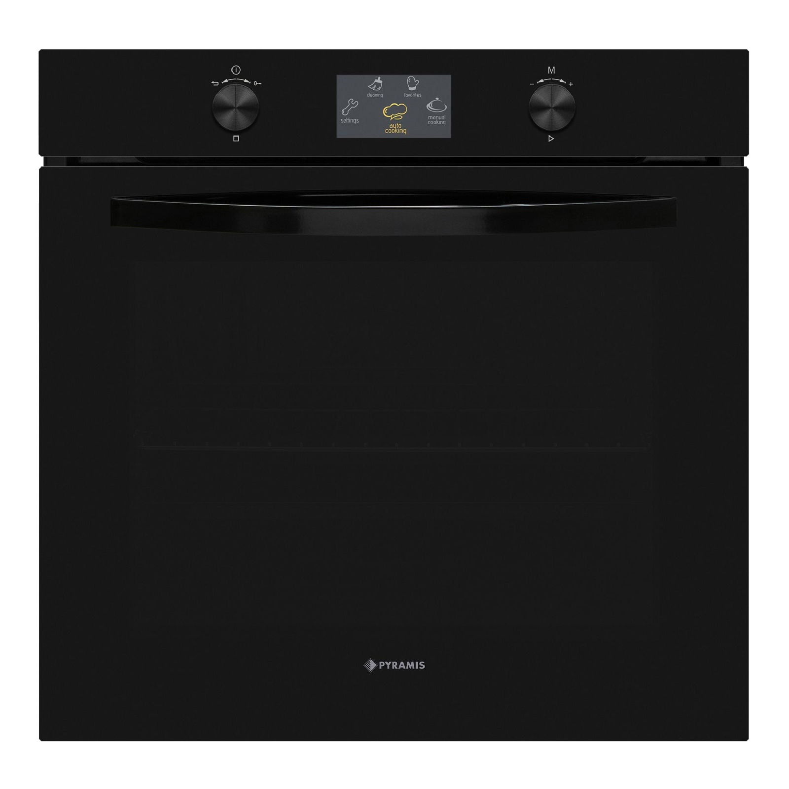 Cuptor electric Pyramis 6OIN BO112V Full Black Glass, 9 functii, moduri automate de gatit, clasa A, 78 litri, Touch control - EpicHome.ro