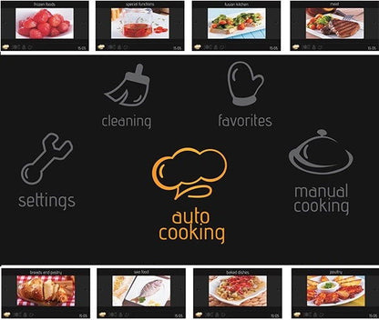 Cuptor electric Pyramis 6OIN BO112V Full Black Glass, 9 functii, moduri automate de gatit, clasa A, 78 litri, Touch control - EpicHome.ro