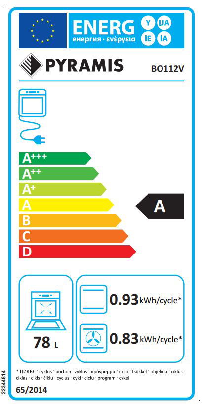 Cuptor electric Pyramis 6OIN BO112V Full Black Glass, 9 functii, moduri automate de gatit, clasa A, 78 litri, Touch control - EpicHome.ro
