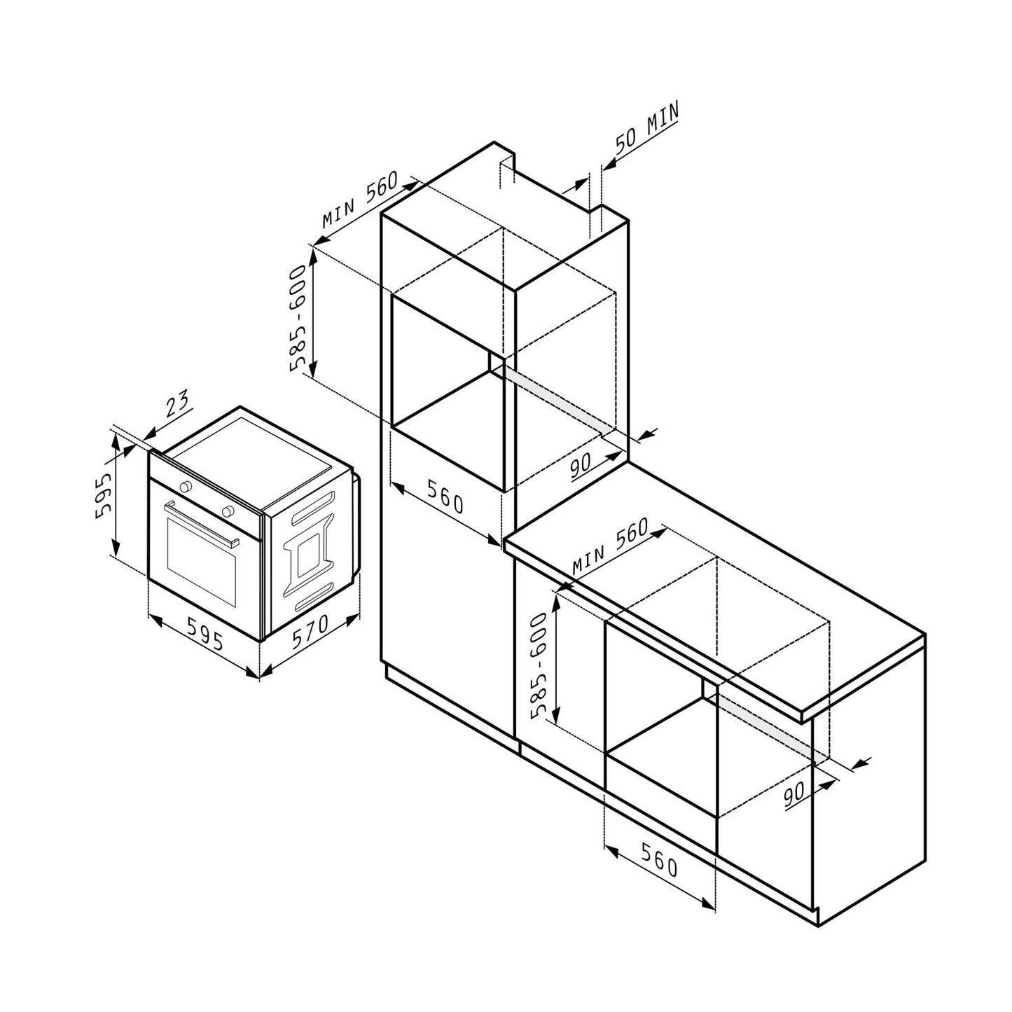 Cuptor electric Pyramis 731006 SK Inox, 6 functii, clasa A, 73 litri, butoane rotative - EpicHome.ro
