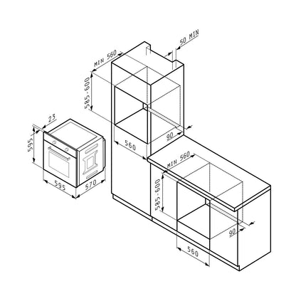 Cuptor electric Pyramis 731006 SK Inox, 6 functii, clasa A, 73 litri, butoane rotative - EpicHome.ro