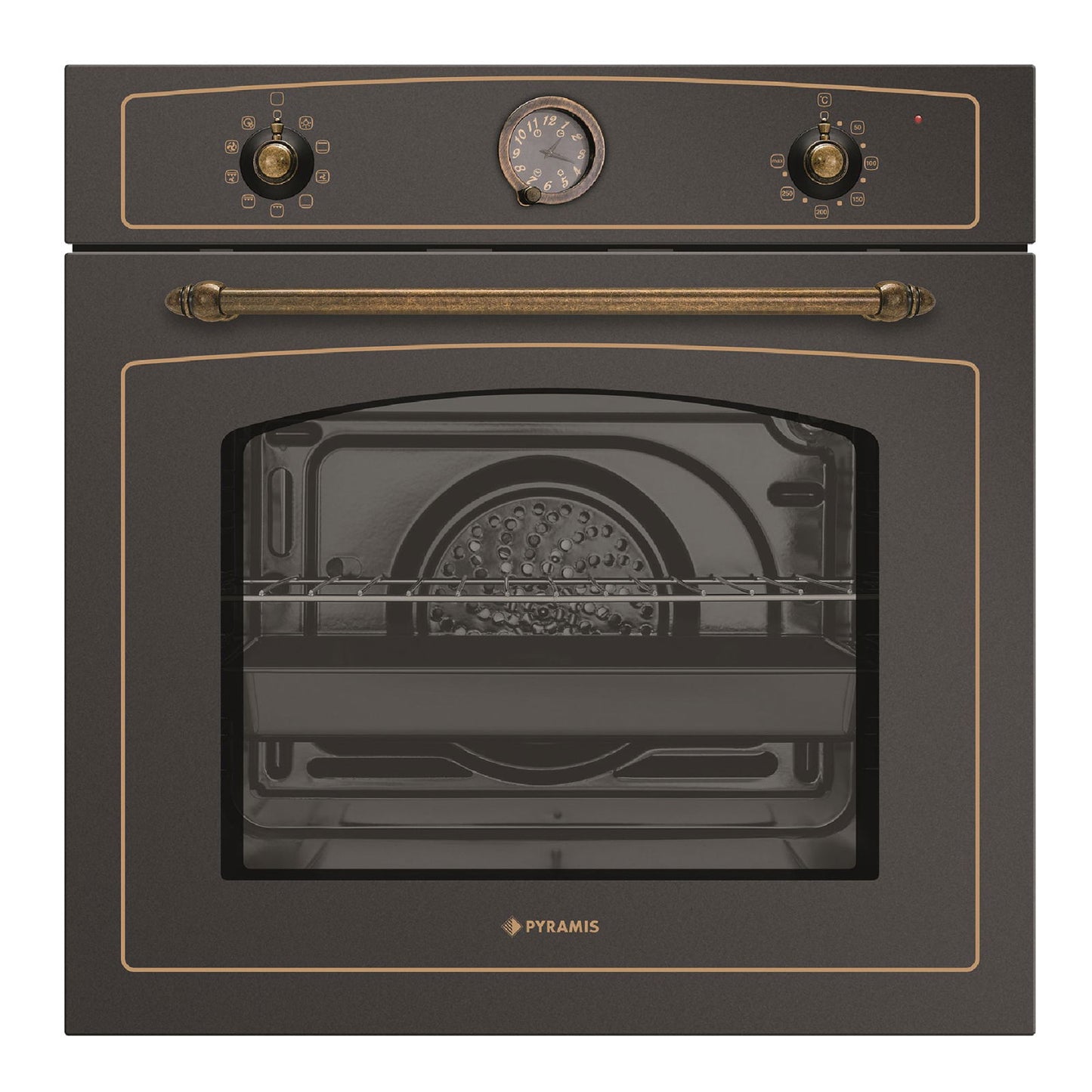 Cuptor electric Pyramis 733070 Rustic, 9 functii, clasa A, 73 litri, Soft Close, butoane rotative antichizate - EpicHome.ro