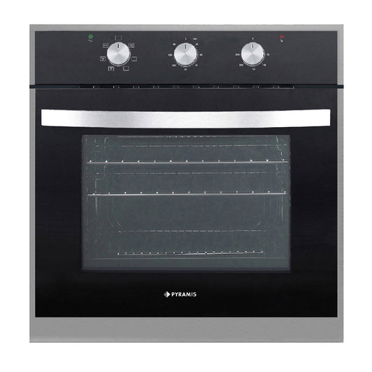 Cuptor electric Pyramis BAS65 Inox & Black Glass, 6 functii, clasa A, 64 litri, timer mecanic, butoane rotative - EpicHome.ro